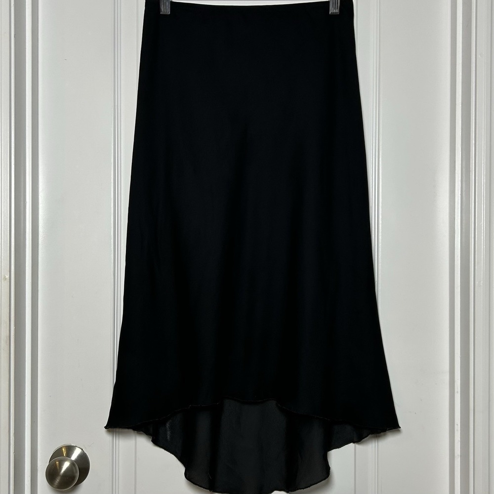 IZ Byer California Vintage Y2K 2000s Made in USA Black High Low Midi Skirt